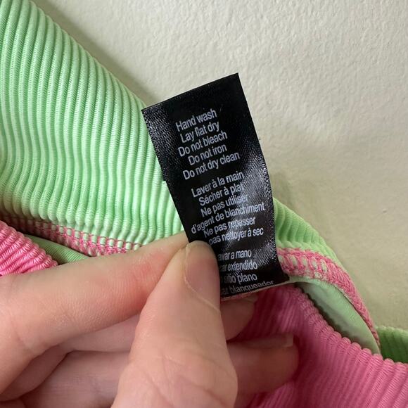 Md Beach Riot Ilene Shorts Colorblock Green Pink Purple USA Made Athleisure Yoga - Picture 5 of 6